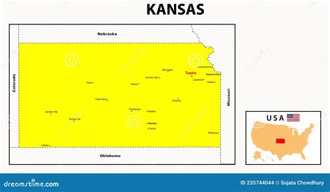 Kansas Map Political Map Of Kansas With Boundaries In White Color