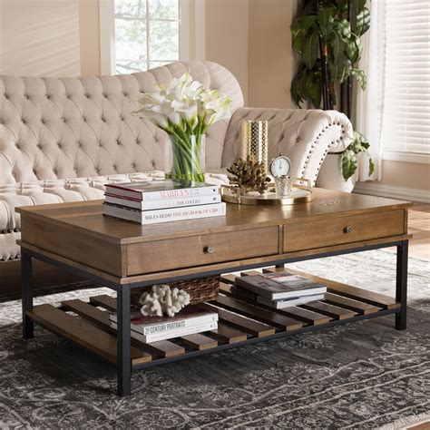 It's crafted with wood and edgy black metal for a. Baxton Studio Newcastle Rustic Industrial Style Oak Brown ...