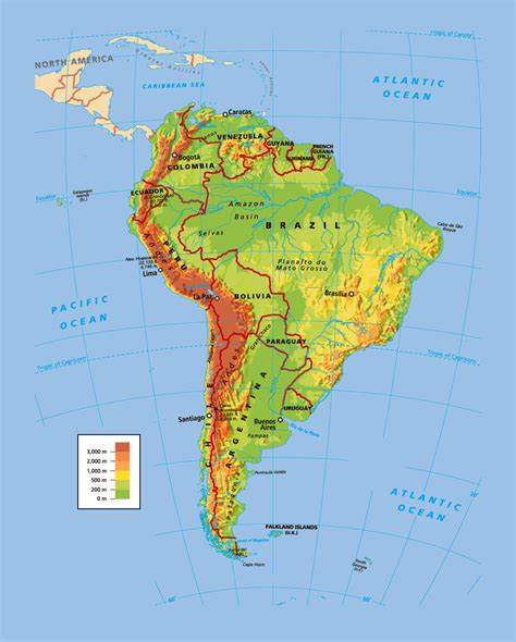 Political And Physical Map Of South America South America Political