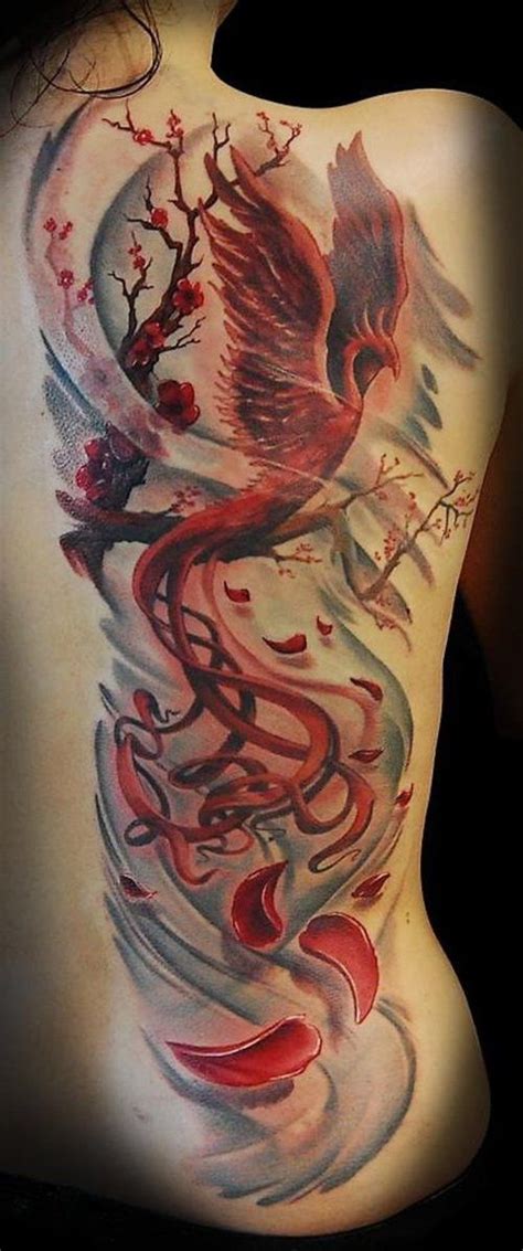 Full Back Red Watercolor Tattoo Tattoomagz