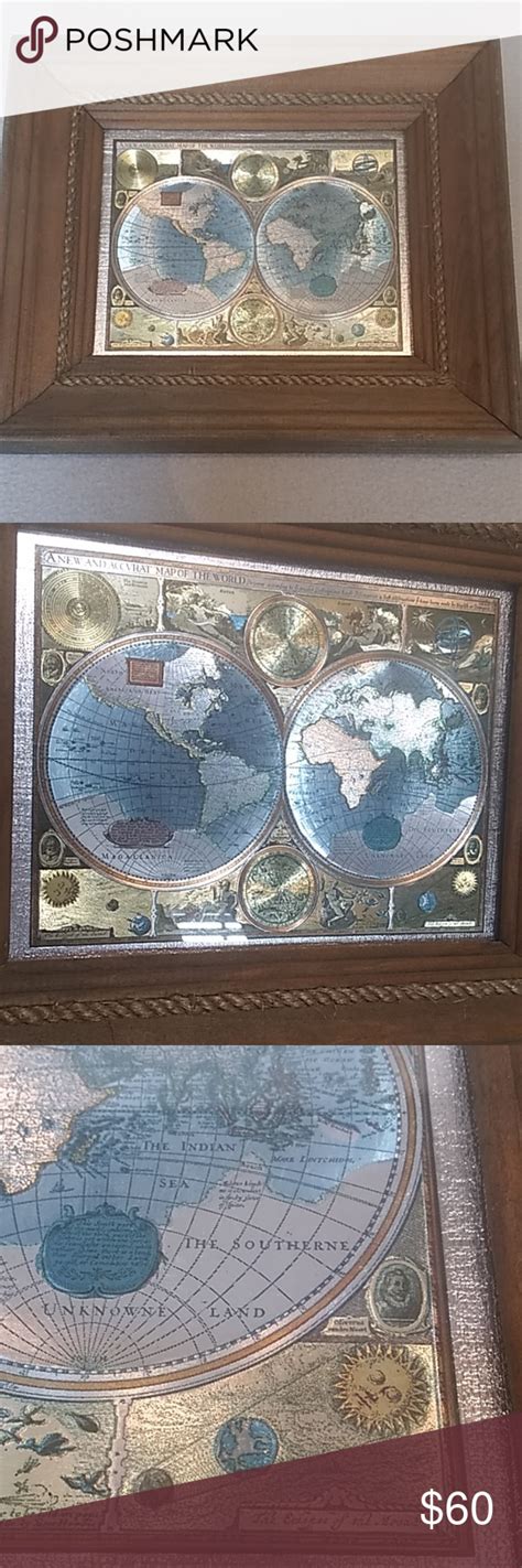 Push pin travel maps, personalized heart maps Gold Foil World Map Framed Engraving/Print | Framed maps ...
