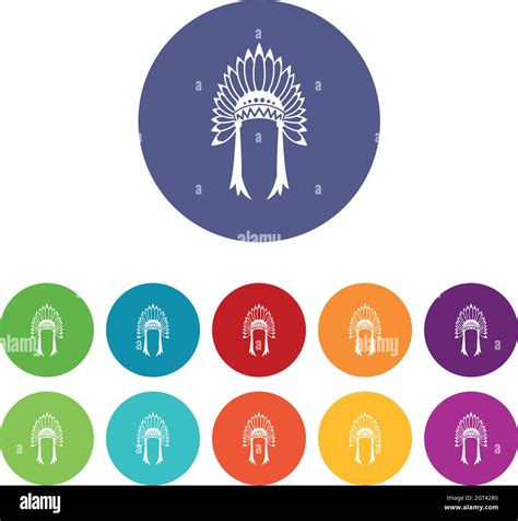 Indian Headdress Set Icons Stock Vector Image And Art Alamy