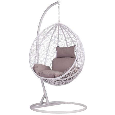 White Rattan Swing Weave Patio Garden Hanging Egg Chair Furniture La