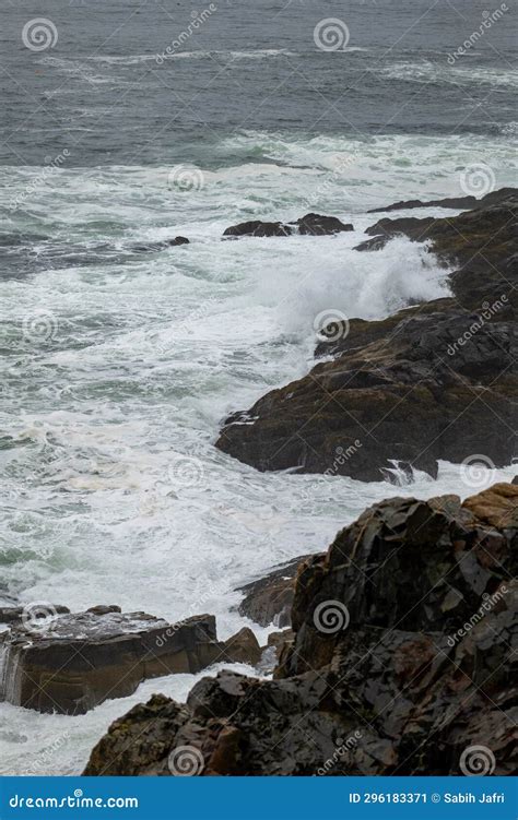 The Atlantic Ocean Waves On The Maine Coastline Stock Image Image Of