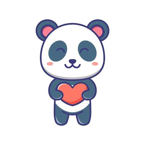 Premium Vector Cute Baby Panda Love Cartoon Illustration