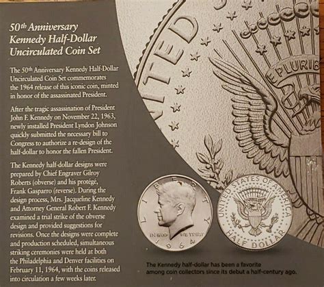 2014 50th Anniversary Kennedy Half Dollar Uncirculated Coin Set For