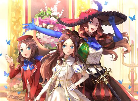 Aqua Eyes Bow Brown Hair Butterfly Dress Elbow Gloves Fategrand Order