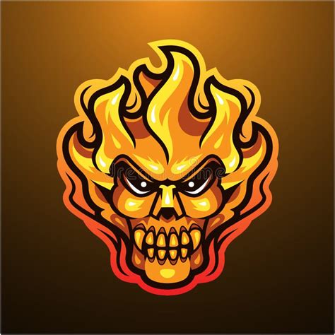 Fire Skull Head Mascot Logo Stock Vector Illustration Of Roger