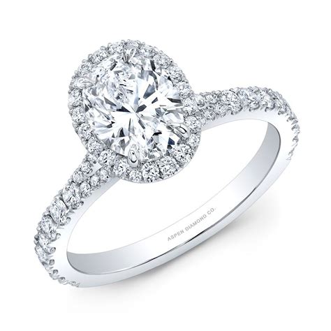 Oval Diamond Halo Engagement Ring In Platinum Bridal