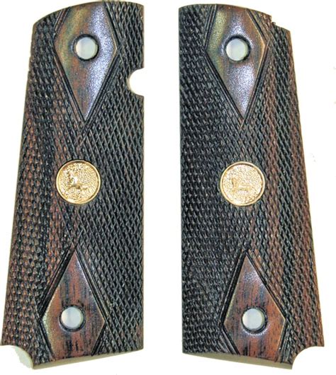 Colt 1911 Tigerwood Grips With Medallions