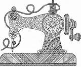 Sewing Machine Coloring Pages Drawing Mandala Zentangle Vintage Mandalas Zentangles Dibujos Drawings Book Machines Color Antique Print Printable Doodles sketch template