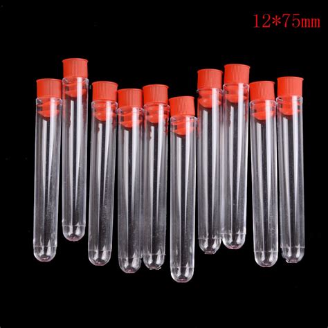 10Pcs/lot Laboratory Test Tubes 12*75mm Transparent Plastic Laboratory ...