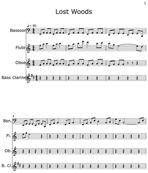 Lost Woods Sheet Music For Bassoon Flute Oboe Bass Clarinet