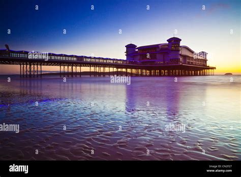 Twilight Over The Grand Pier At Weston Super Mare Somerset England