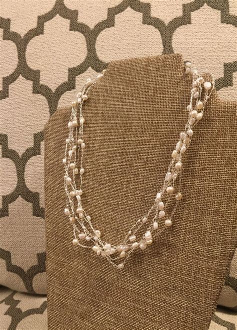 Multi Strand Freshwater Pearl And Fine Silver Necklace Bridal Jewelry By Seasaltdesigns On