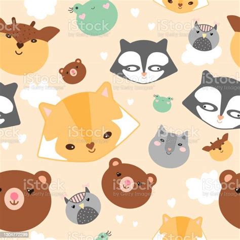 Pattern4 Kawaii Forest Animals Stock Illustration Download Image Now