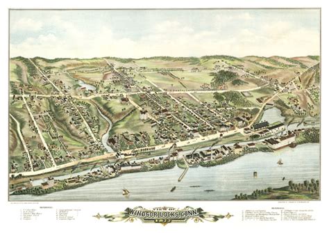 Amazing Old Map Of Windsor Locks Ct In 1877 Ct Restored