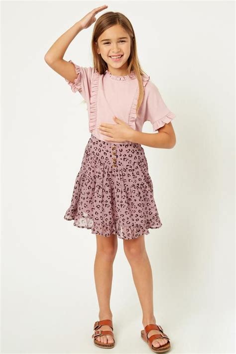 Leopard Ruffle Mini Skirt Tween Fashion Outfits Mini Skirts Skirts