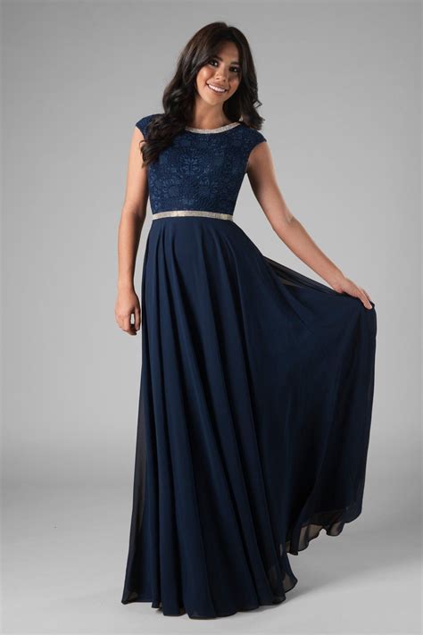 Bethie Navy in 2021 | Modest dresses, Prom dresses modest, Modest homecoming dresses
