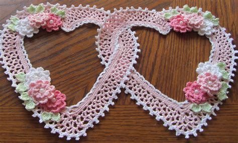 Crocheted Double Heart Doily Crochet Designs Crochet Crochet Heart