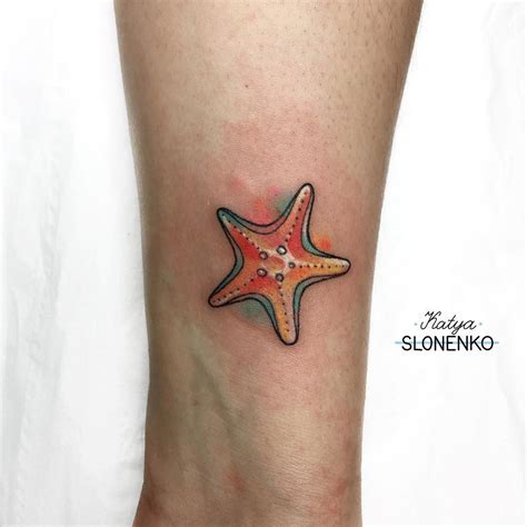 The truth is, if your tattooist works with professional paint, it will last longer. Watercolor starfish from the last week 🐠 #starfish # ...
