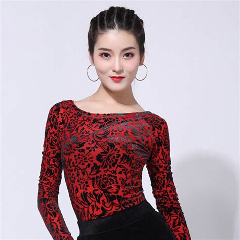 New Women Top For Latin Salsa Cha Cha Tango Ballroom Danceg357 Wine Redandblack Ebay