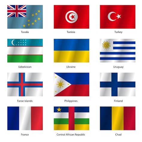 Premium Vector Set Flags Of World Sovereign States Vector Illustration