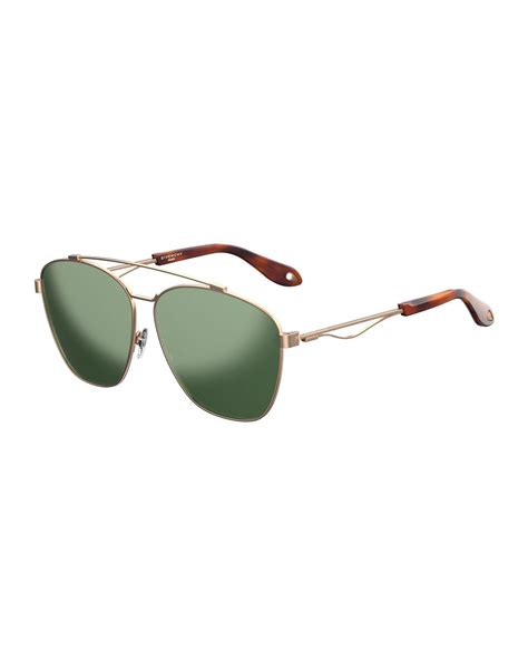 Givenchy Mens Gv 7049 Mirrored Square Aviator Sunglasses In Green For