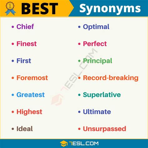 Another Word For Best List Of 100 Synonyms For Best 7esl