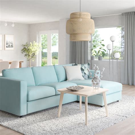 VIMLE 3seat sofa with chaise longue  Saxemara light blue  IKEA