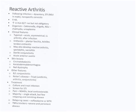 Medicine Theory Rheumatology Reactive Arthritis Medical Blueprints