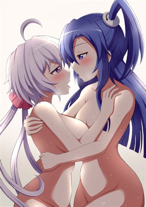 Senki Zesshou Symphogear Kazanari Tsubasa Yukine Chris Naked Symmetrical Docking Tagme Yuri