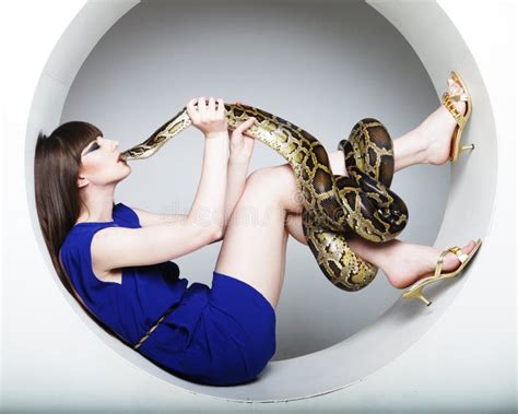 Woman With A Snake Stock Image Image Of Glamour Female