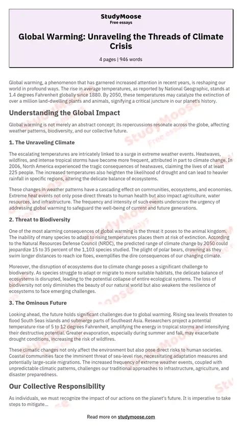 Global Warming Essay Conclusion Example Global Warming Essays