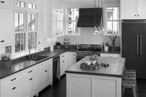The crisp, clean shaker cabinets are both classic and modern. Black and White Kitchen Cabinets - Home Furniture Design