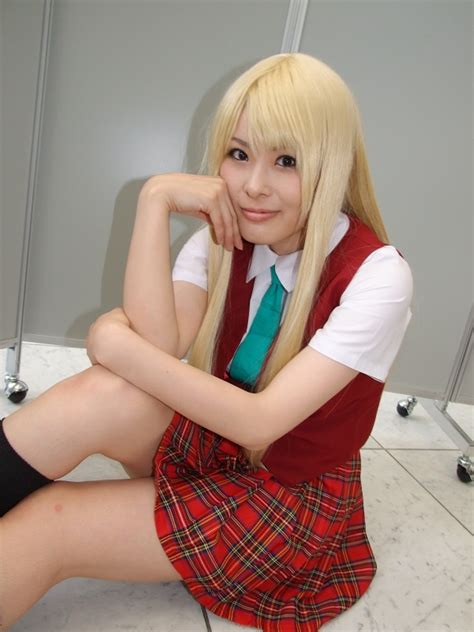 mio cosplayer yukihiro ayaka mahou sensei negima blonde hair cosplay kneehighs photo