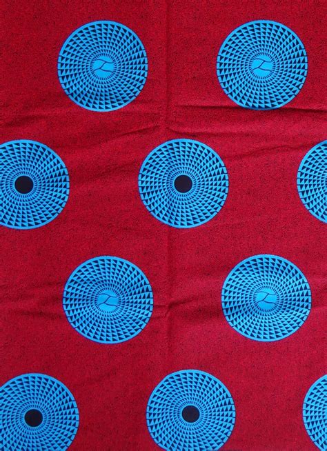 Red Blue Fabric Circle Print African Fabric By The Yard Etsy