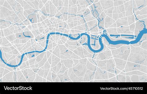 Thames River Map London City England Watercourse Vector Image