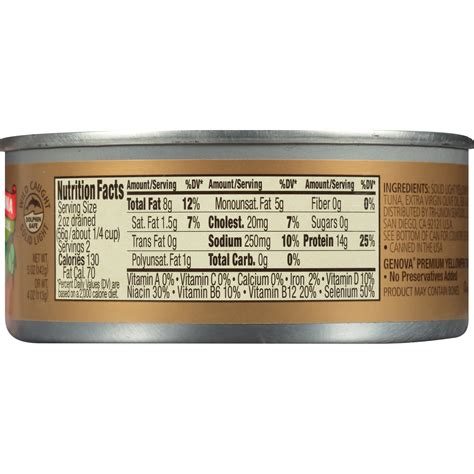 Canned Tuna Oil Nutrition Facts Nutrition Ftempo