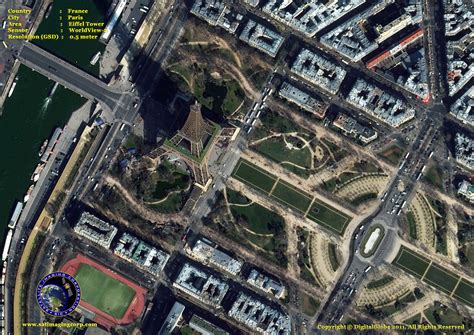 Worldview 2 Satellite Image Of The Eiffel Tower Satellite Imaging Corp