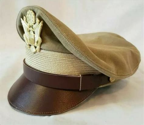 Wwii Us Army Air Corps Officers Visor Hat Cap Eagle Ww2 Crusher Repro
