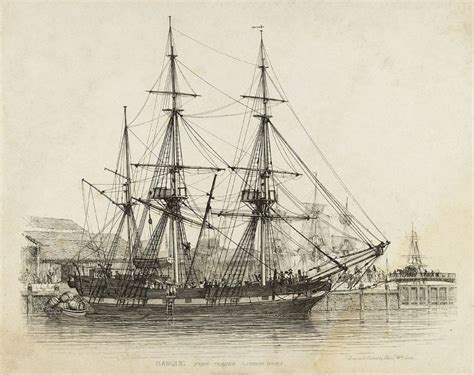 Barque Free Trader London Docks C 1829 One Of Cookes Many