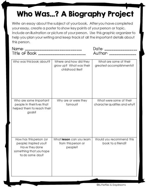 Biography Project Template Printable Student Success Studio