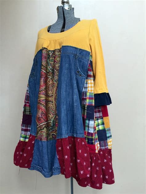Reserved Plus Size Upcycled Bohemian Patchwork Tunic Dress Etsy