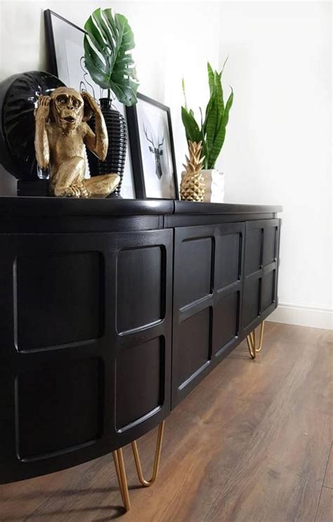 Empty exhibition booth, copy space illustration. SOLD SOLD Black and gold Mid Century Nathan sideboard/ tv ...