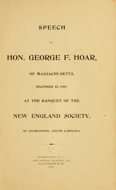 Speech Of George F Hoar At The State Republican Convention Of