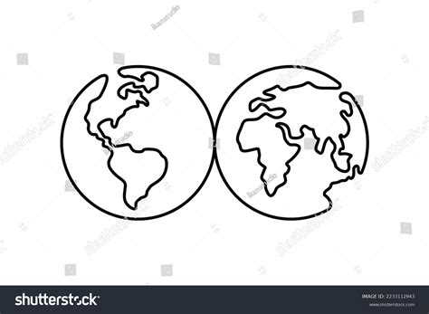 Continuous Line Drawing Globes Earth Continuous Stock Vector Royalty