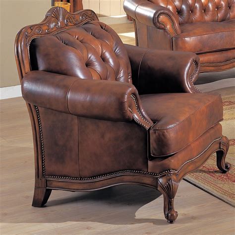 Since 1982 we have been offering high quality with graceful arms and luxurious cushioning, this classic leather chair is also all about comfort and. Coaster Furniture Classic Tufted Leather Arm Chair in ...