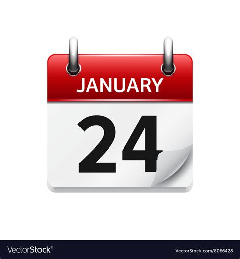 January 24 Flat Daily Calendar Icon Date Vector Image