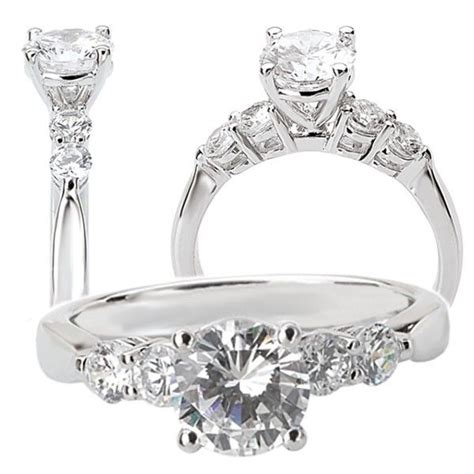 Hand Made 18k White Gold 5 Stone Diamond Engagement Ring Semi Mounts